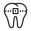 A black icon of a dental floss container with a piece of floss, symbolizing dental hygiene and flossing.