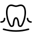 A minimalist black icon of a smiling tooth with a sparkle, symbolizing healthy and clean teeth.